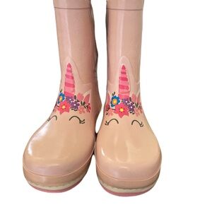 Western Chief Pink Unicorn Floral Kids Rain Boots